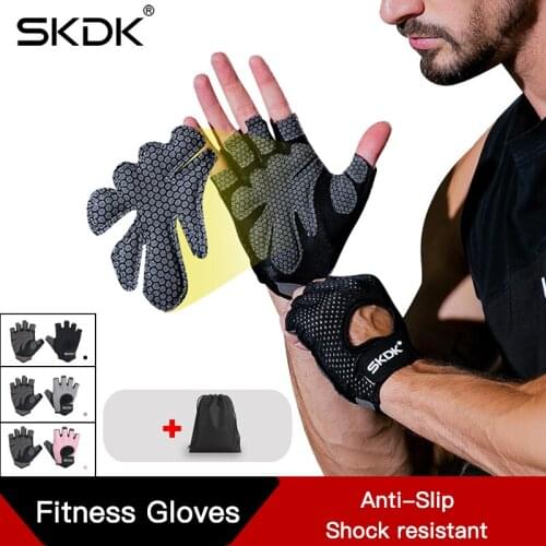 SKDK Half Finger Gloves Neutral Elastic Gym Fitness Gloves Dumbbell Crossfit Weight Lifting Body Building Breathable Sports