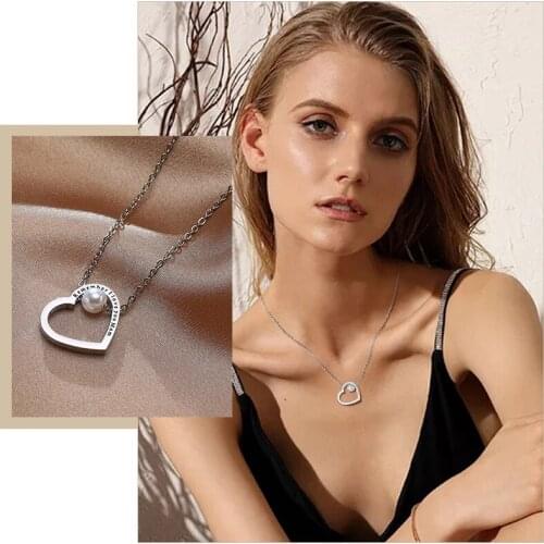 Remember I Love You Mom Heart Necklace, Imitation Pearl Charm Collar for Women, Family Love Gift to Mother
