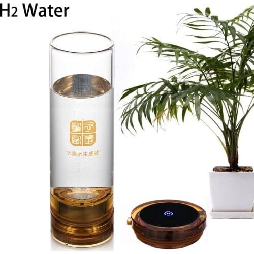 Portable Hydrogen Generator Water Bottle Quantum Glass Anti Aging ORP Alkaline H2 Rechargeable PEM Electrolysis Ionizer 600ML