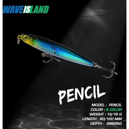 WAVEISLAND Pencil Fishing Lure 8-10cm Pencil Fly Hard Bait 14-18g Long Throw Isca Artificial Sinking Fishing Lures