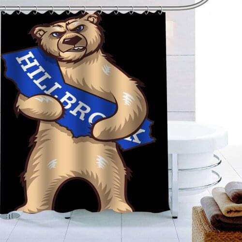 Modern Cute Bear Shower Curtain Palm Decor Waterproof Polyester Fabric Bath Curtain 180X180cm Eco-friendly Bathroom Curtain
