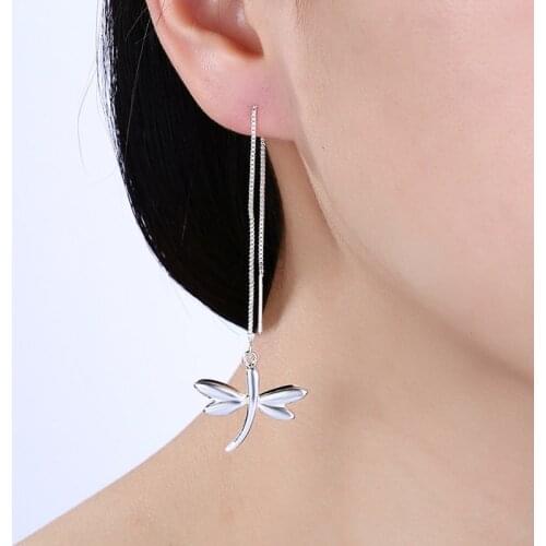 Trendy Brass Threader Earrings Musical Note/Dragonfly Dangle Drop Earrings for Women Gifts