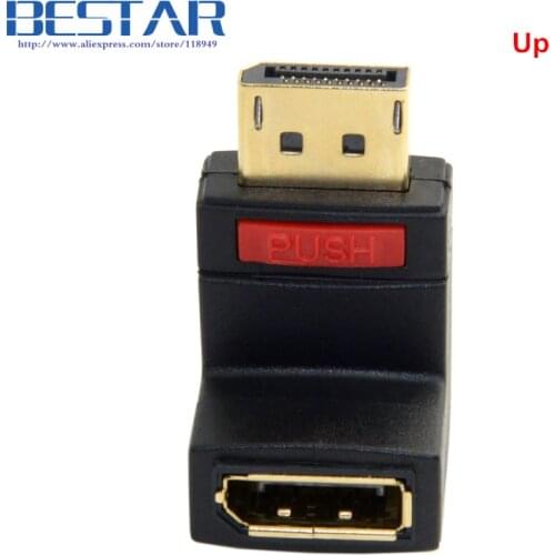 Up Angled 90 Degree DisplayPort DP Male to Display Port DP Female Extension Adapter Converter Connector Angle for DP Cables