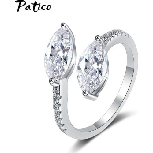 925 Sterling Silver Fashion Crystal Statement Resizable Rings For Women Girls Valentines Day Gift Luxury Jewelry Wholesale