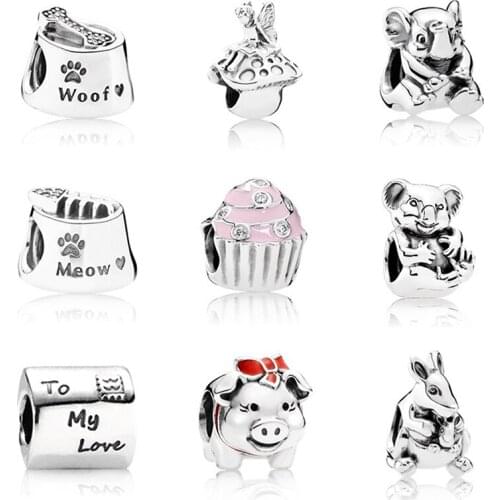 Fashion New 100% Real 925 Sterling Silver Line Animal Rabbit Beading Suitable Diy Bracelet Ladies Jewelry Best Gift