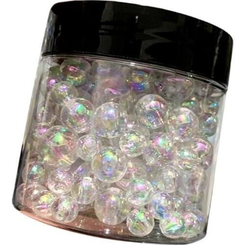 1 Box Mixed Clear Bubble Ball Beads Resin Filler 3-8mm Rainbow Aurora Beads Epoxy Mold Jewelry Fillings Resin Art Crafts