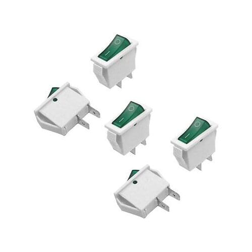 10 Pcs 2 Pin SPST On/Off Green Button Rocker Switch AC 15A/250V 20A/125V
