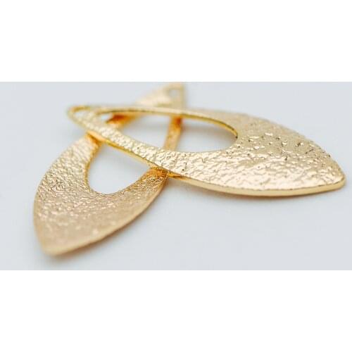 10pcs Gold Long Teardrop Charms 19x7mm, Rustic Leaf Earring Pendants (GB-620)