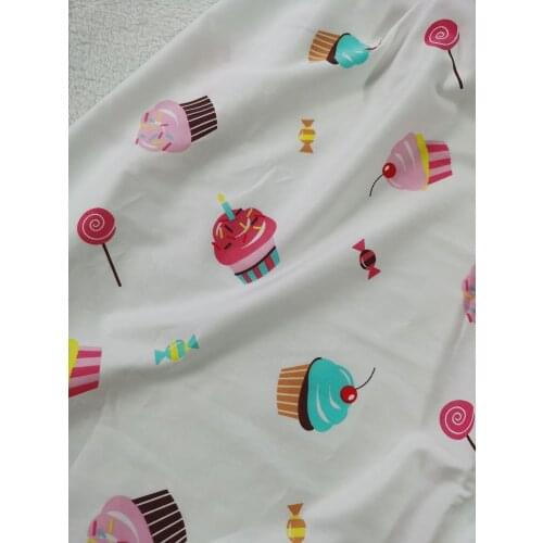 100% Cotton viaPhil Brand Cartoon lollipop Candy Icecream Cake Printed Fabric Food Fabric Patchwork Cloth Dress Home Decor