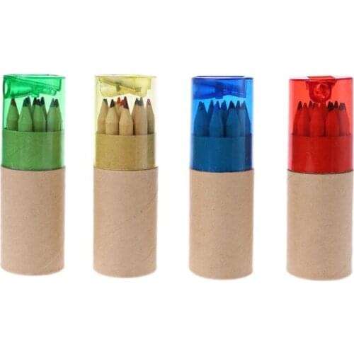 12Pc Wooden 12 Colors Painting Writing Pencils W/ Sharpener Mini Cute Child Gift 4X7E