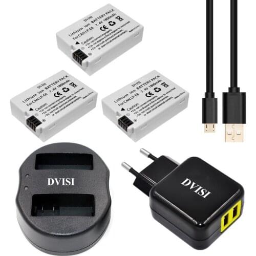 3pcs 1800mAh LP-E8 LP E8 Rechargeable Battery+USB Dual Charger for Canon EOS 550D 650D 700D Rebel T2i T5i Kiss X4 X6i+AC Adapter