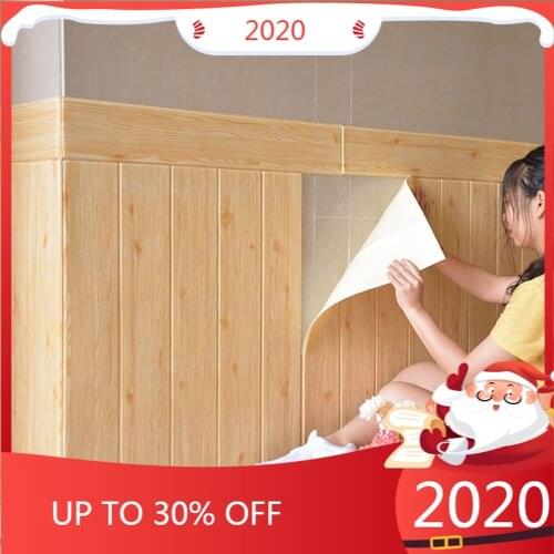 3D Wood Grain Wall Stickers Home Decoration Accessories Room Decor Anti-collision Waterproof Wallpaper Wall Stickers
