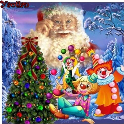 5d diy diamond paintings full round drill 3d Cross stitch ,Christmas Santa Claus Happy clown diamond mosaic home decor handmade