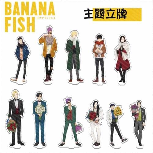 Anime BANANA FISH Hand Holding Flower Series Acrylic Stand Figure Model Plate Tabke Decor Shorter Wong Ash Lynx Okumura Eiji