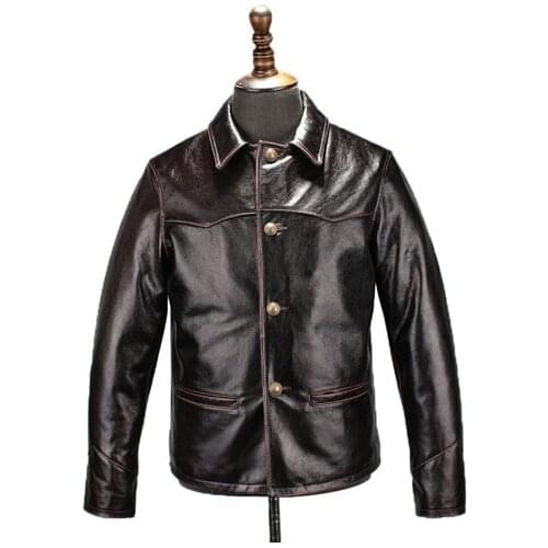 Free shipping.casual recreation jacket, mens leather coat,classic brakeman cowhide jacket,quality.sales.japan style