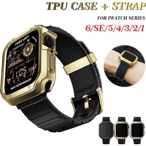 TPU Watch Case+Silicone Strap for Apple Watch 44mm 40mm iWatch 42mm 38mm Bracelet Bumper Cove for iWatch SE Series 6 5 4 3 Band