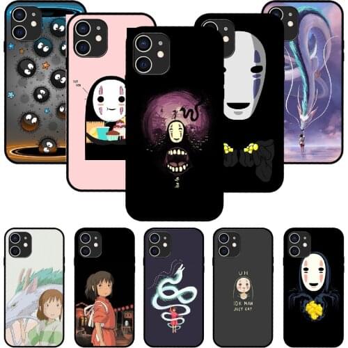 For iPhone 11 12 8 Plus Mini Pro X XR XS Max 4 5 7 6 6S 8 SE Phone Case Black Cover Back 3D Etui Trend Anime Spirited Away