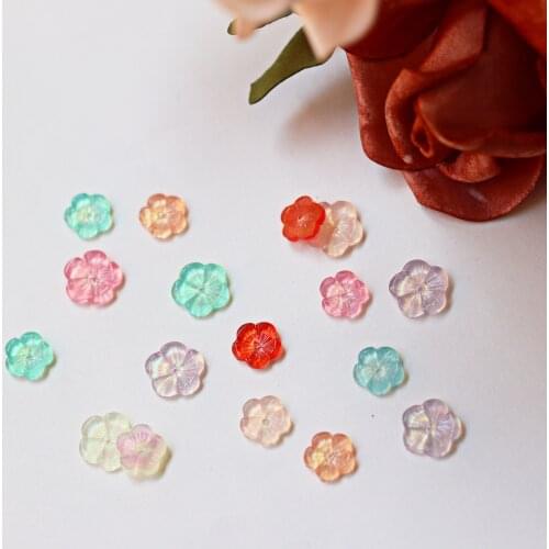 New 30PCS Transparent color Resin flower 9.5mm / 11.5mm Flatback Stone Embellishment DIY wedding Scrapbook Crafts