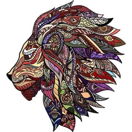 Wooden Jigsaw Puzzle Unique Shape Mysterious Lion Animal Puzzle Assembly Toys for Children Adults Birthday Gifts Brain Training