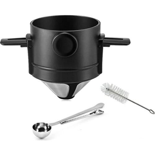 Travel Pour Over Cup Coffee Filter,Portable Foldable Cone Reusable Foldable with Brush Scoop for Travel Cup Coffee Maker