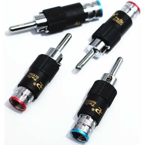HIFI 4pcs/lot New Brass Banana Plug with Lock Palic Plug Speaker Cable Speaker Amplifier Connector for DIY RCA speaker cable