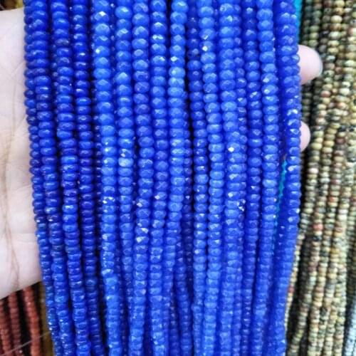 Good Quality Blue Flat Round Stone Beads 2x4mm Natural Faceted Stone Beads For Jewelry Making DIY Craft Accessories Strand 15