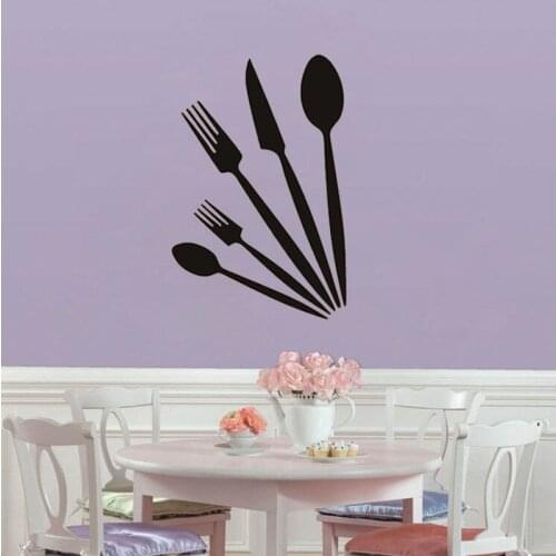 Creative Art Kitchen Wall Stickers Home Decor Knife Fork Spoon Removable Waterproof Kitchen Wall Decal