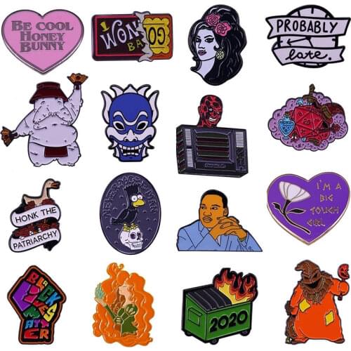 Creativity Anime Figure Hard Enamel Pins Collect Funny Skull Metal Cartoon Brooch Horror Movies Lapel Badges Fashion Jewelry