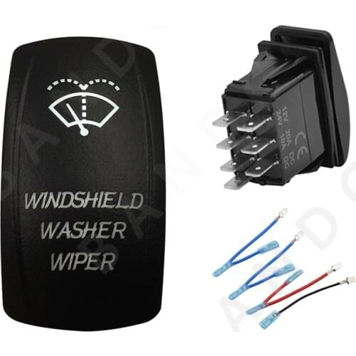 WINDSHIELD WASHER WIPER Momentary 7P (ON)-OFF-ON Push Rocker Switch White Led Light for Carling RV,Jumper Wire,Auto Accessory