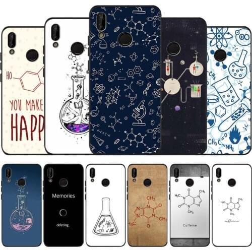 Chemistry scribbles black soft Phone Case for huawei P40 P30 P20 Pro lite P9 Lite Psmart 2019 Y6 Y9 Prime mate40 30 20 cover