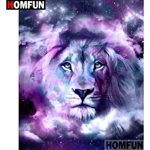 HOMFUN Full Square/Round Drill 5D DIY Diamond Painting "lion" Cross Stitch 5D Home Decor A07476