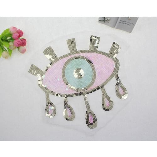 2018 New Eye With Sequined Patches Fashion Applique lron on Patch for Clothes Bags DIY Decal Apparel Accessory 1pcs