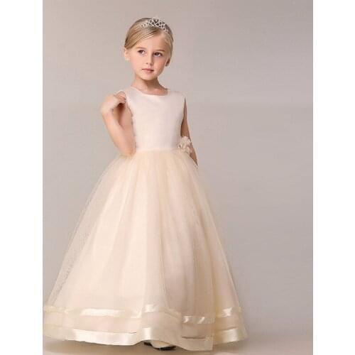 Flower Girl Dresses 8 Colors Sleeveless O-Neck Floor Length Girls Pageant Dresses Girls Pageant Flower Girls Communion Dress