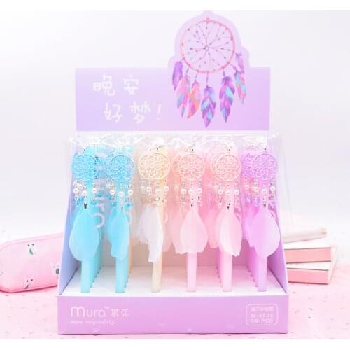 36pcs Cute Gel Pens Black Color Ink Dreamcatcher Pen Kawaii Ballpoint School Canetas Boligrafos Gift Stationery Office Supply