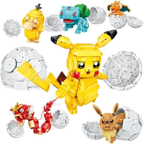 Cartoon Anime Pokemon Pikachu Charizard Venusaur Gyarados Blastoise DIYBuilding Blocks Model Sets Bricks Toys For Children Gift
