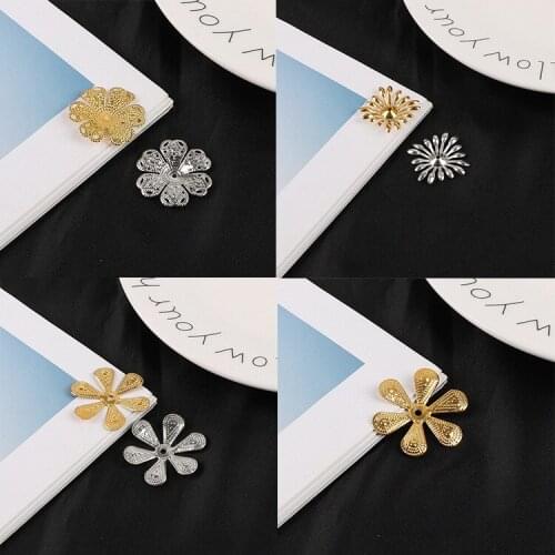 Flower-Shaped Metal Sheet Receptacle Hairpin Making Dangling Ornament Headwear Beaded Hair Accessories Handmade DIY Kit