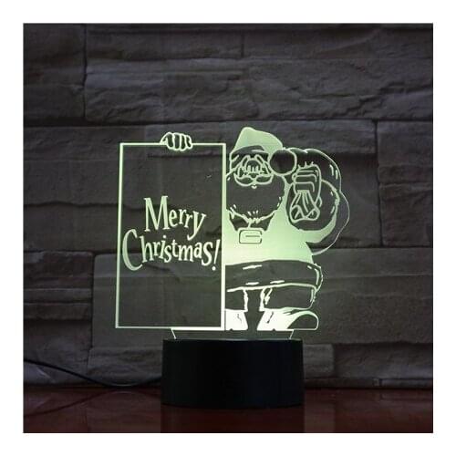 Santa Claus Plug In LED Night Light 3D LED Acrylic Table Lamp Atmosphere Nightlight Kids Child Gift Christmas Holiday Home Decor