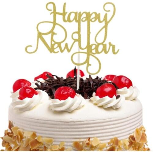 Cake Toppers Happy New Year Flags Gillter Cake Topper Kids Happy Birthday Wedding Baby Shower Party Cake Baking DIY Xmas Decor