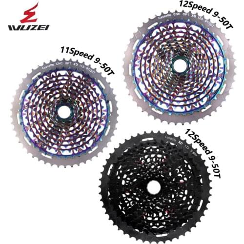 WUZEI 11/12Speed Cassette Ultralight Freewheel 9-42/46/50T ULT MTB Bike Flywheel Black/Silver/Rainbow 370g Compatible with XD k7
