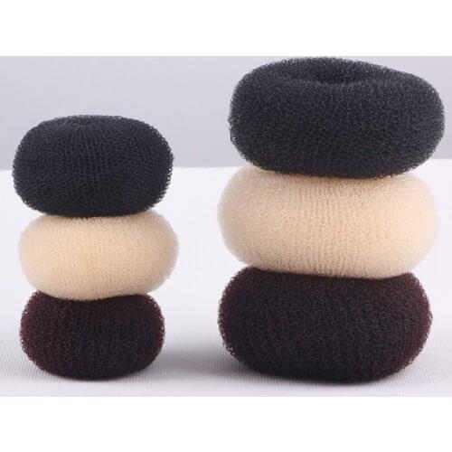 6/8/9/11cm Black Brown Ivory Hair Ties New Fashion Meatball Head Hair Donut Bun Ring Styling Tool For Women Hairwear Accessories