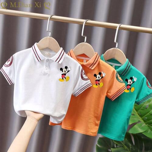 2021 Summer Baby Boy Polo Shirt Cartoon Short Sleeve Lapel Girls Clothes Cotton Breathable Childrens Top Jacket 12M-8Y
