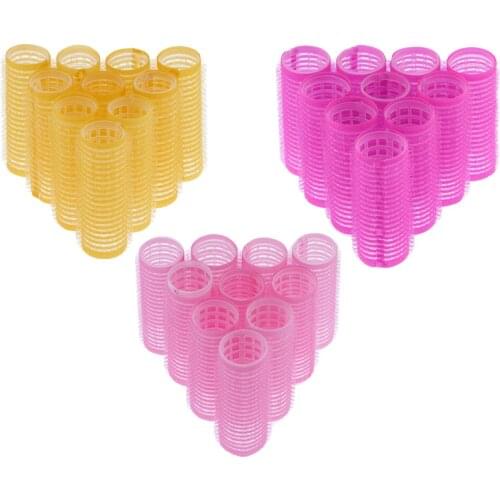30pcs Self Grip Hair Rollers Curling Curls Waves Cling Stick Styling Tool
