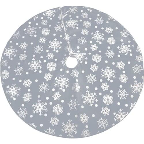 48 Inch Snowflake Ornament Christmas Tree Skirt Base Floor Mat Cover Decorations