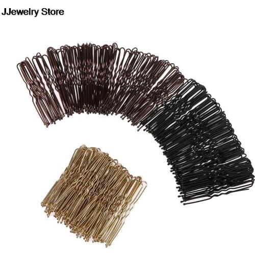 50pcs 5CM Hair Waved U-shaped Hairclips Pin Barrette Salon Grip Clip Hairpins Black / Gold