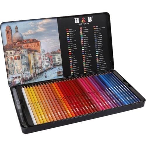 72 Professional Water-color Pencils Art Kit Set Water-Soluble Colored Pencils with 1 * Fountain Pen/ 1 * Pencil Sharpener