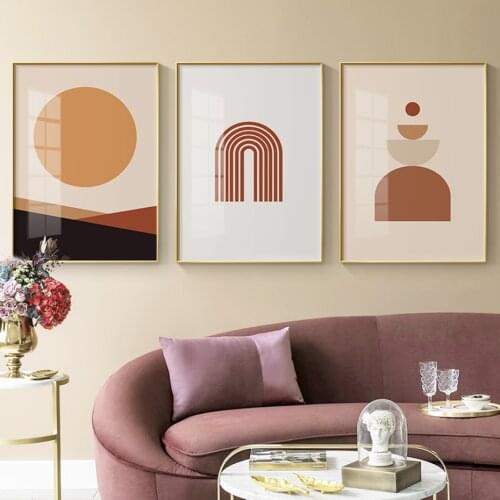 Abstract Boho Rainbow Geometric Landscape Modern Wall Art Canvas Painting Posters Print Pictures Living Room Interior Home Decor