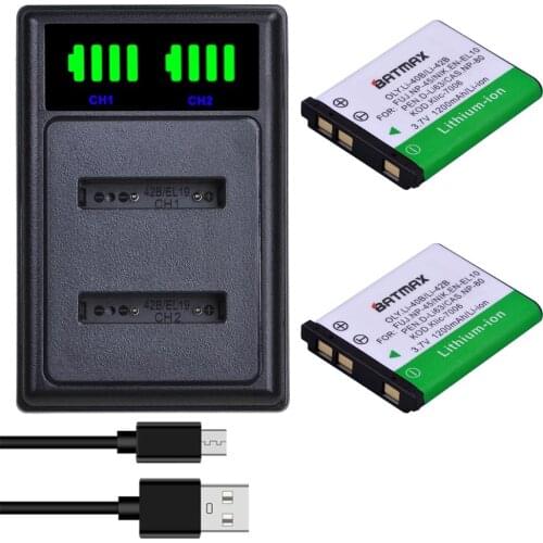 Batmax Li-40B Li-42B EN-EL10 Battery+New LED USB Dual Charger for Olympus for FUJIFILM fuji NP-45 NP 45 NP45 NP 45A 45B 45S