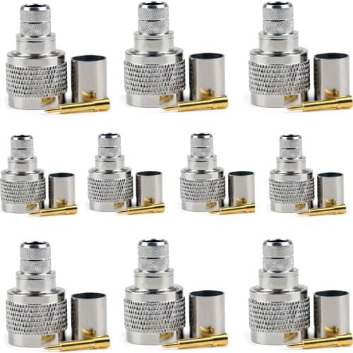 Areyourshop 10Pcs N-Type Crimp Plug Male For LMR400 RG8 RG213 RG214 Cable RF Coax Connector