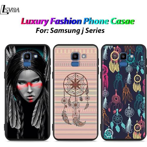 Black Shell Indian Feathers Girl for Samsung Galaxy J7Duo J2 J4 Core J6 J4 Plus J8 J3 J7 J5 Prime 2018 2017 Phone Case