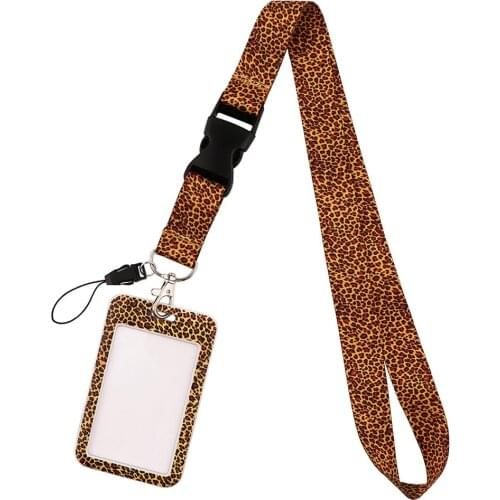 DZ1780 Leopard Novel Neck Strap Lanyards Keychain Badge Holder ID Card Pass Hang Rope Lariat Lanyard Key Ring Gifts Accessories